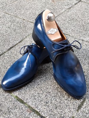 burnishable blue calf 2 eyelet derby handmade shoes by rozsnyai (5)